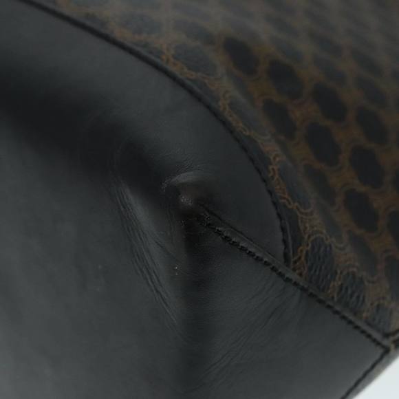 CELINE Macadam Canvas Hand Bag PVC Black Gold Auth 90948 - Picture 14 of 16